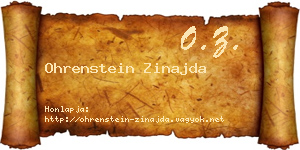 Ohrenstein Zinajda névjegykártya